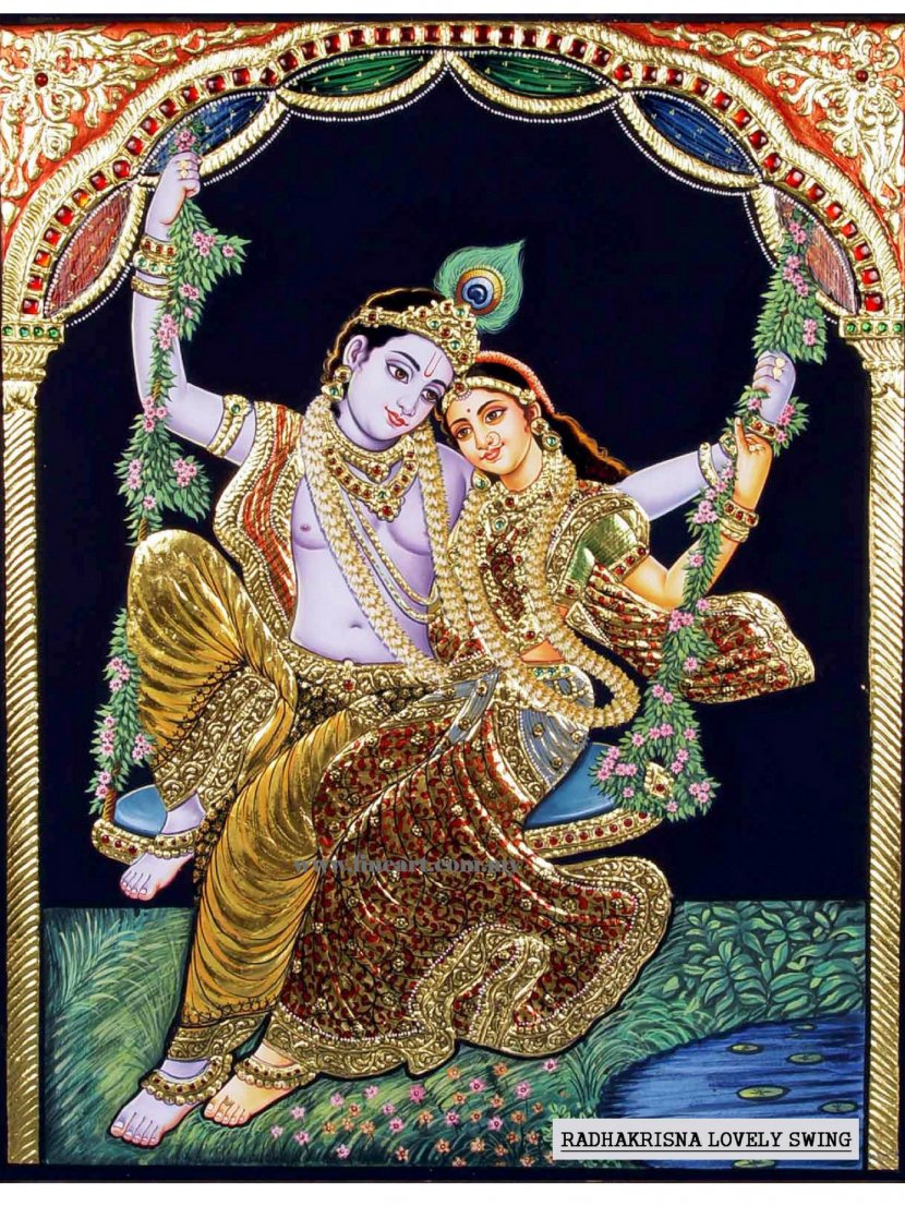 Thanjavur Painting Krishna Art - Work Of - Radha Transparent PNG