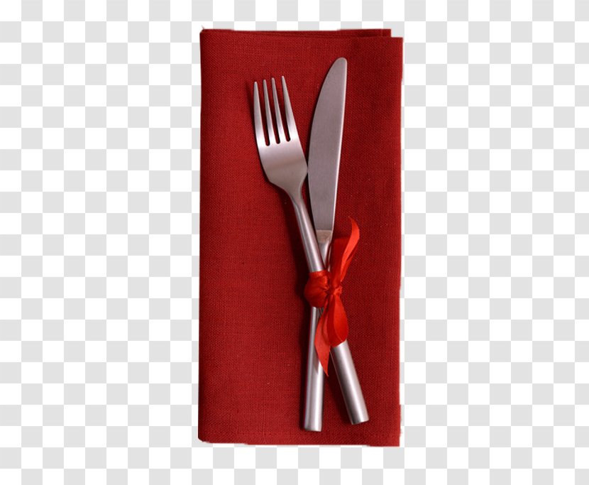 Fork Knife Spoon Cutlery - Red - Cloth Silverware Transparent PNG