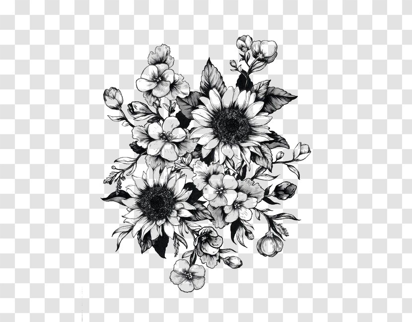Sleeve Tattoo Flower Drawing - Cut Flowers - Hand-painted Sunflower Transparent PNG