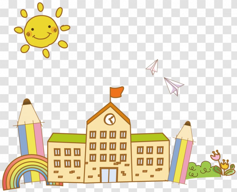 Cartoon School - Heart - Building Transparent PNG