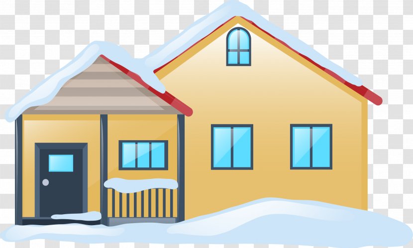 Winter Snow House Illustration - Facade - Covered Transparent PNG