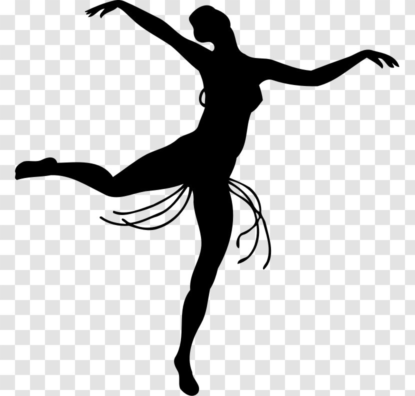 Silhouette Modern Dance Clip Art - Grayscale - Square Transparent PNG