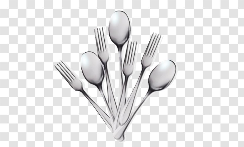Cutlery Spoon Tableware Fork Kitchen Utensil - Plate - Silver Transparent PNG
