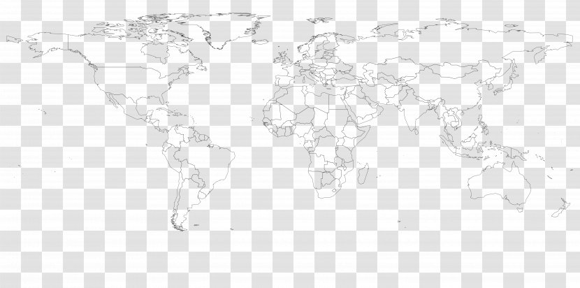 World Map Sketch - Black And White - Basemap Transparent PNG