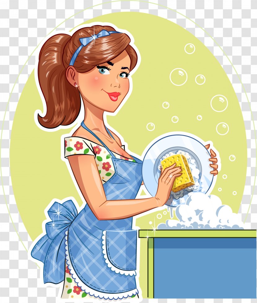 Dishwashing Plate Scouring Pad - Frame - Women Washing Dishes Housewife Transparent PNG