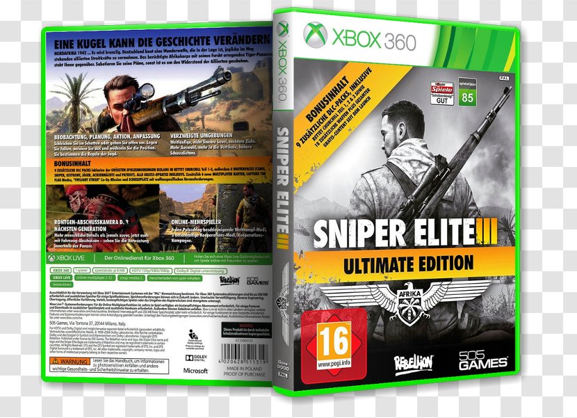 Xbox 360 Sniper Elite III 4 Ultimate Marvel Vs. Capcom 3 Transparent PNG
