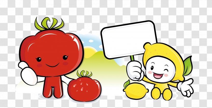 Tomato Cartoon Illustration - Tomatoes Lemon Material Free To Pull Transparent PNG