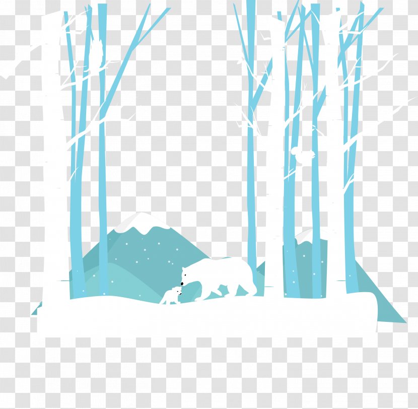 Polar Bear Arctic - Silhouette - Mother Playing Snow Woods Transparent PNG