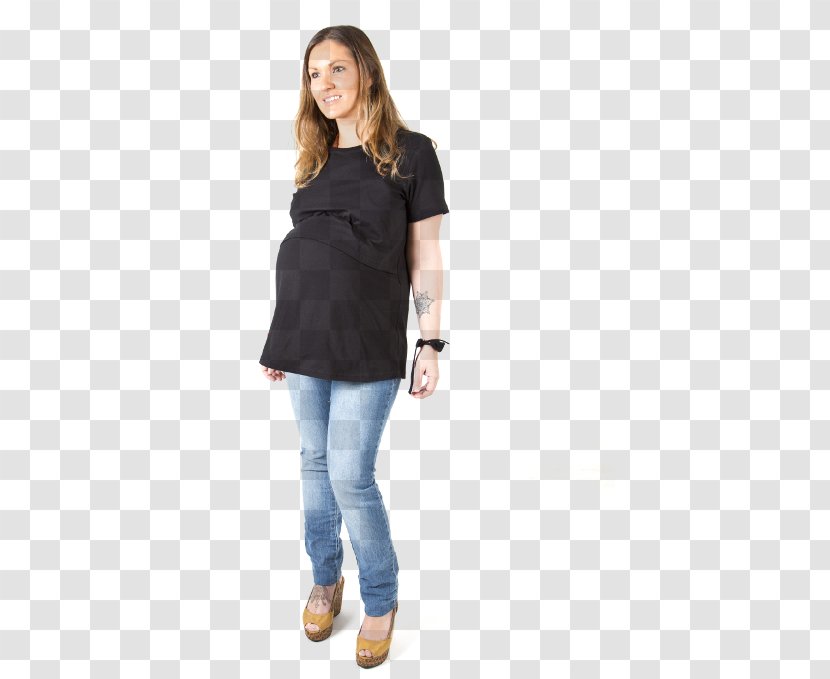 Jeans T-shirt Overall Fashion Leggings - Blue - Pregnancy Women Transparent PNG