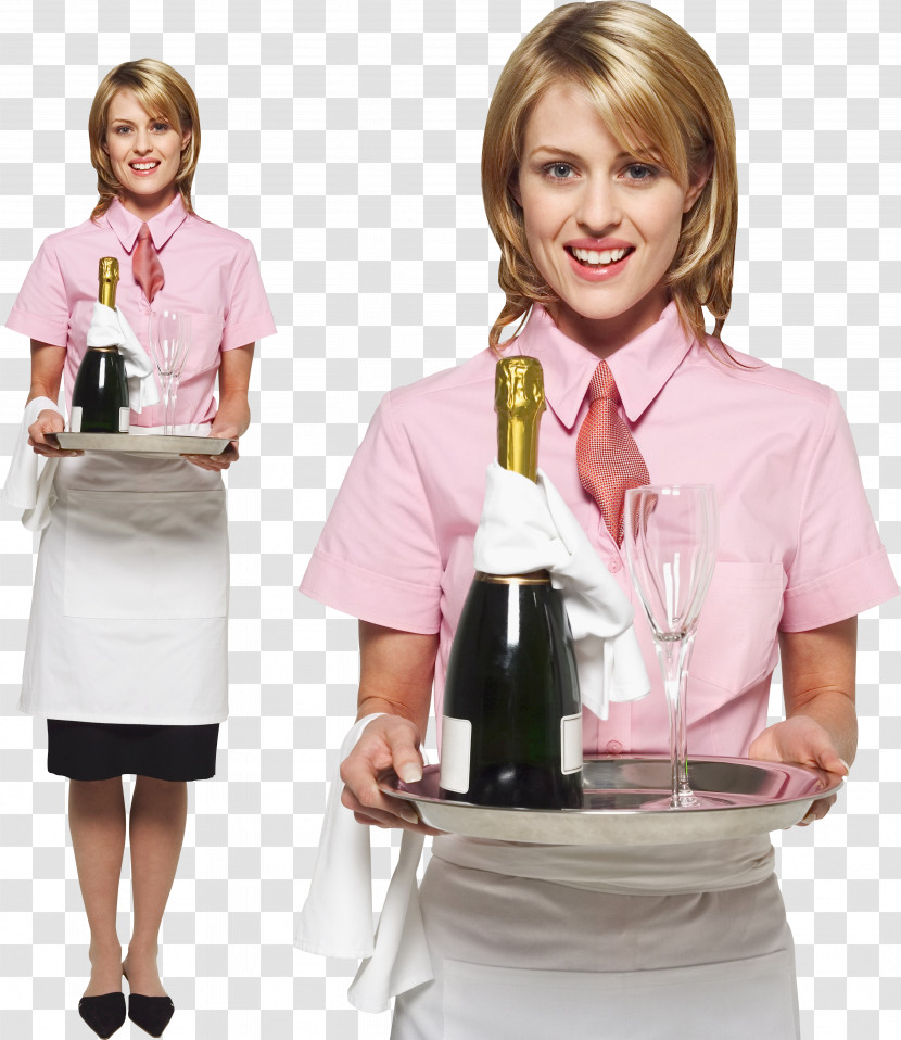 Pink Uniform Wine Bottle Waiting Staff Bottle Transparent PNG