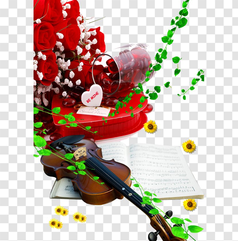 Violin Gift Valentines Day - Watercolor Transparent PNG