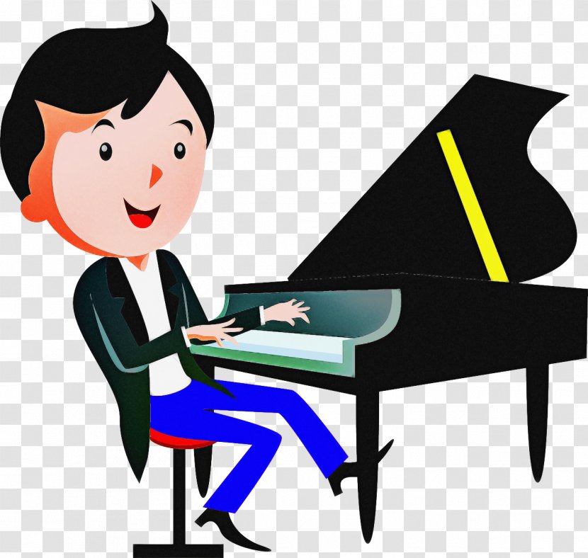 Pianist Piano Cartoon Clip Art Player - Electronic Instrument Technology Transparent PNG