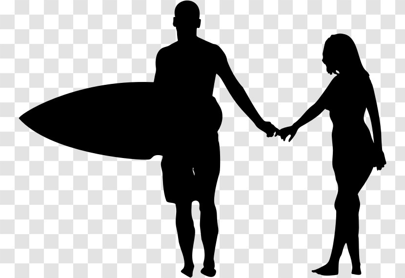 Silhouette Surfing Surfboard - Standing - Couple Transparent PNG
