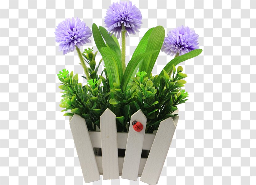 Aster Floral Design Flowerpot Artificial Flower - Wooden Basket Transparent PNG