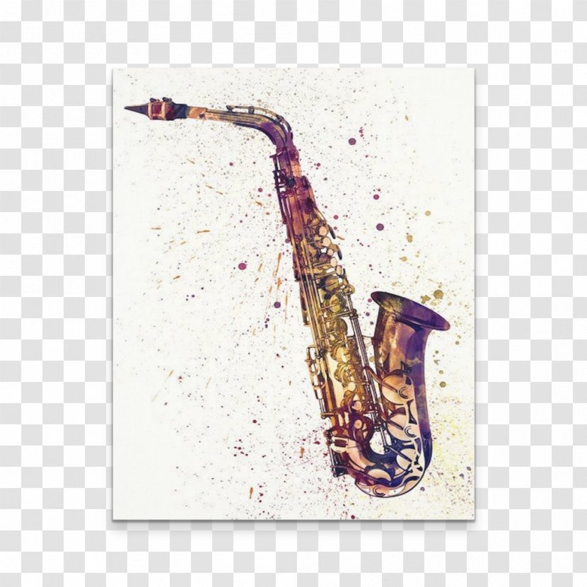 Saxophone Canvas Print Art Watercolor Painting - Silhouette - Badger Transparent PNG