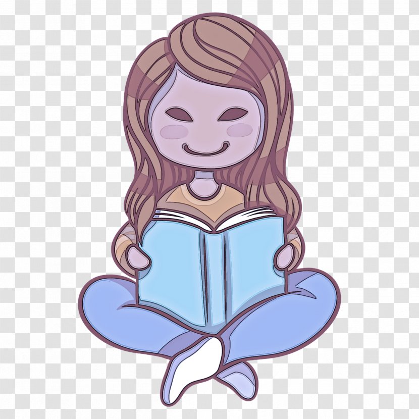 Cartoon Violet Purple Sitting Fictional Character - Heart - Reading Transparent PNG