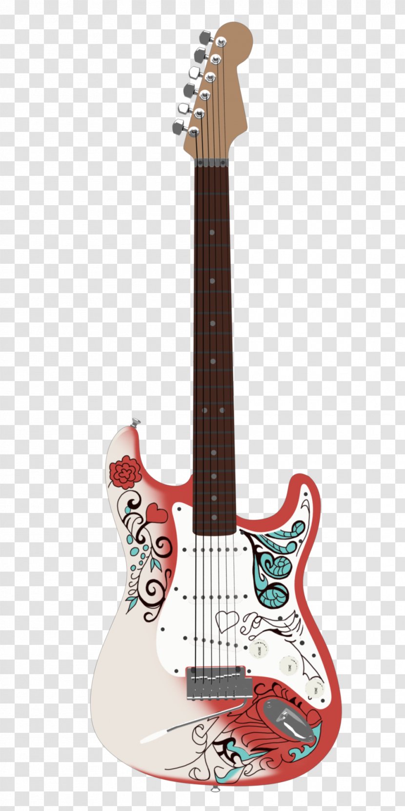 Bass Guitar Acoustic-electric Strata Red - Watercolor Transparent PNG