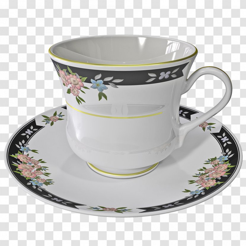 Coffee Cup Saucer Teacup - Mug - Patterned White Empty Transparent PNG