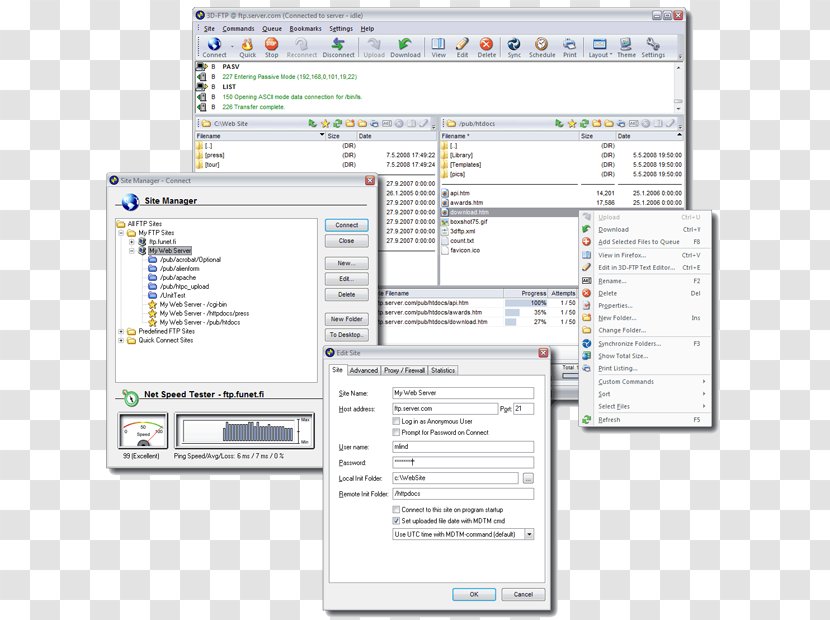 Computer Program File Transfer Protocol 3D-FTP Core FTP - Bookmark - Ftp Clients Transparent PNG