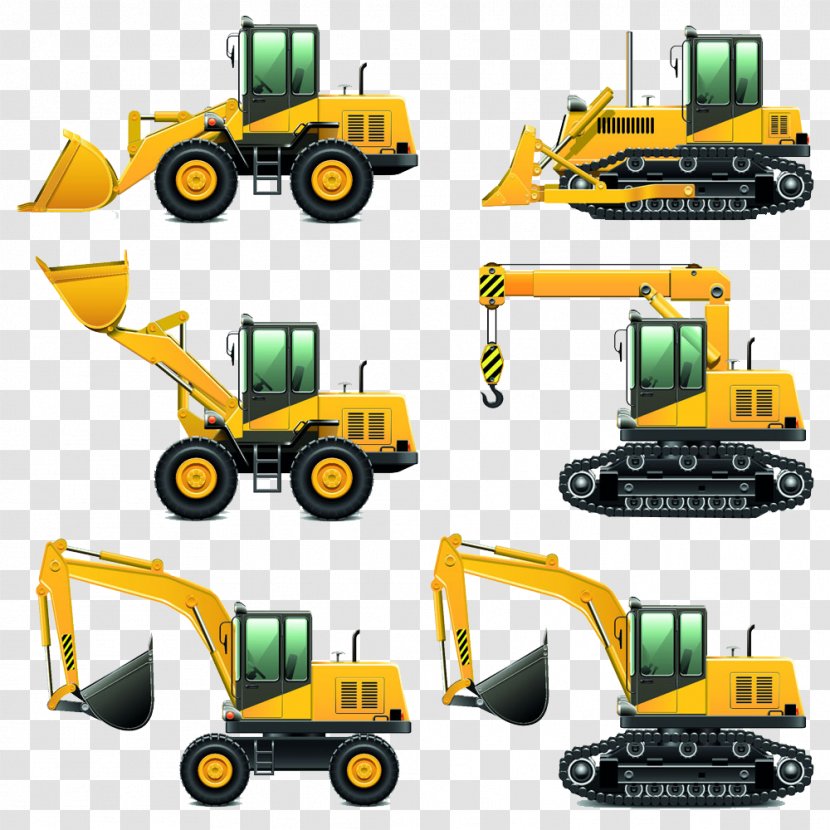 Heavy Equipment Architectural Engineering Excavator Vehicle - Clip Art - Hand-drawn Cartoon Crane Transparent PNG