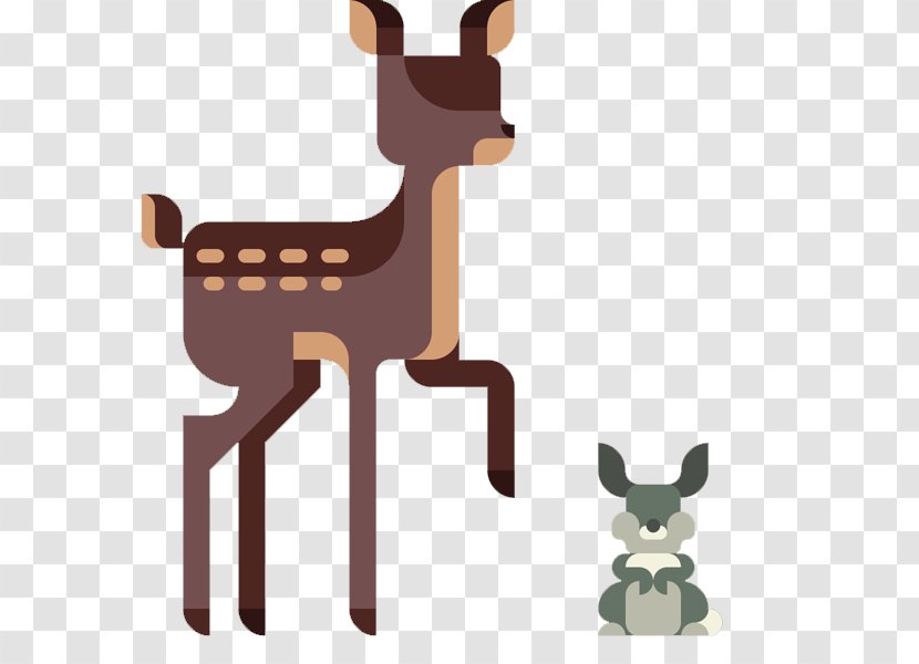 Reindeer Flat Design - Mammal - Deer And Rabbits Transparent PNG