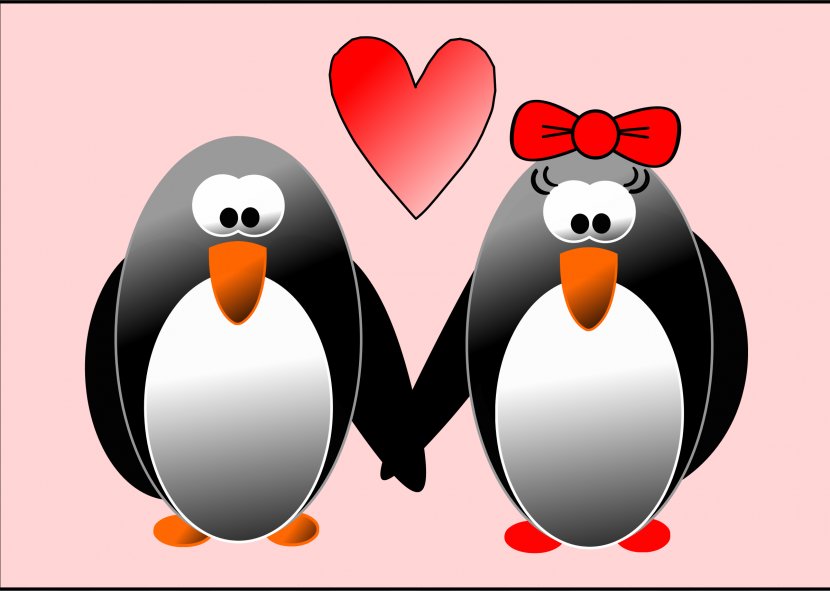 Penguin Wedding Invitation Valentine's Day Heart Clip Art - Greeting Note Cards Transparent PNG