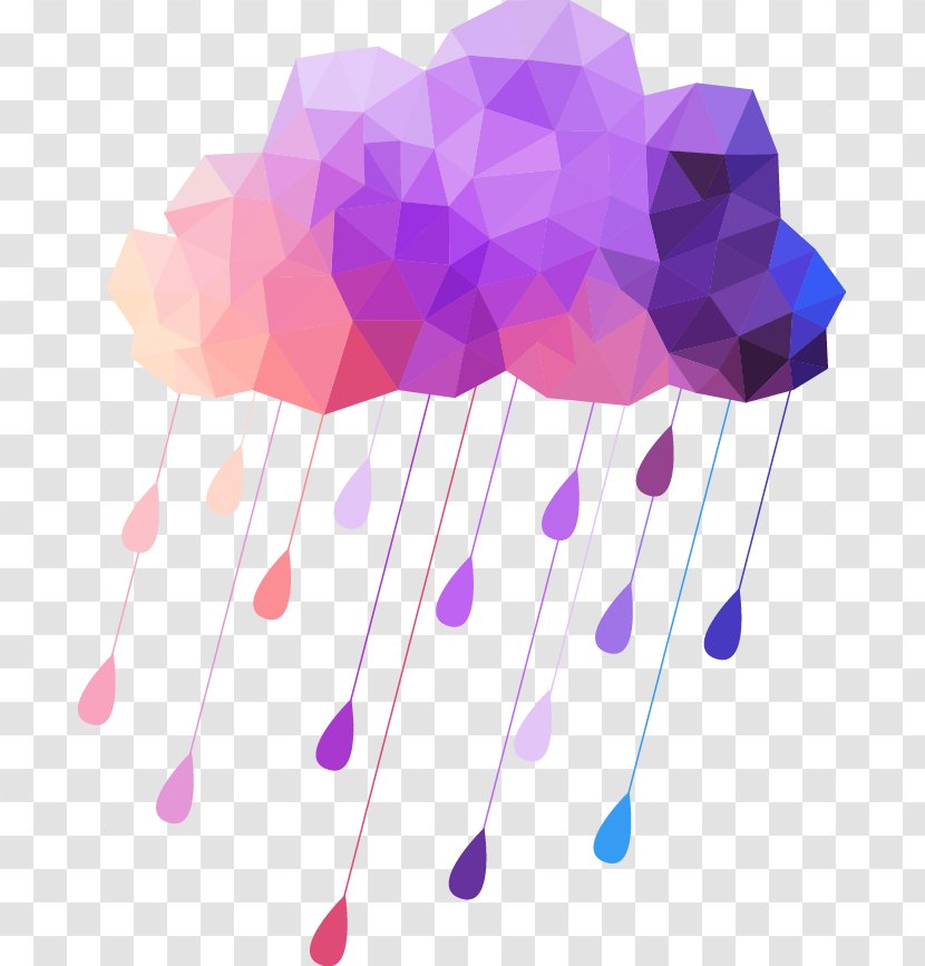 Cloud Rain Geometry Weather - Violet - Creative Decorative Elements Transparent PNG
