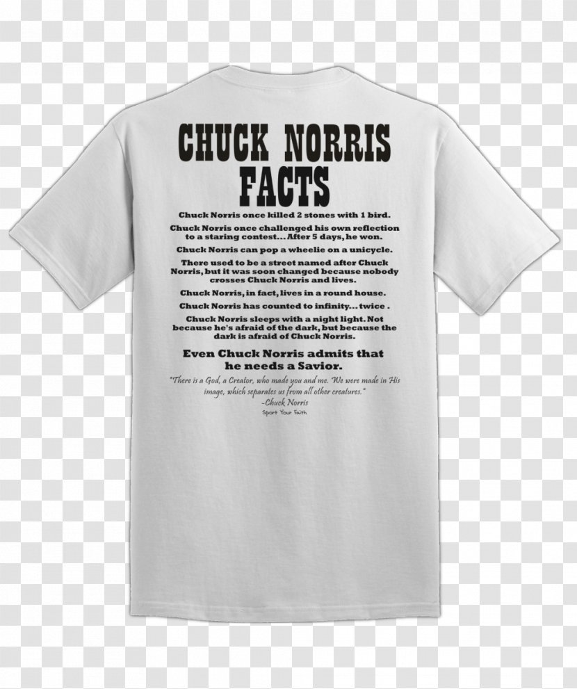 T-shirt Chuck Norris Facts Sleeve Clothing - White Transparent PNG