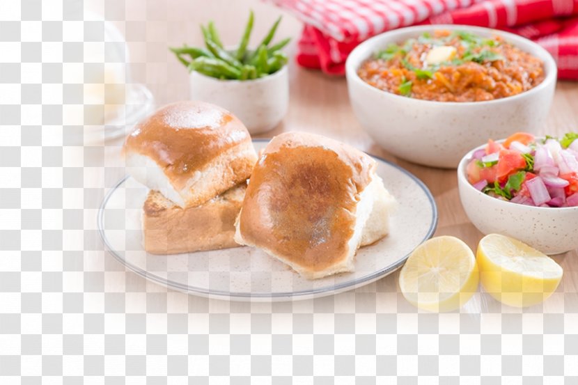 Pav Bhaji Vada Full Breakfast Vegetarian Cuisine - Bread Transparent PNG