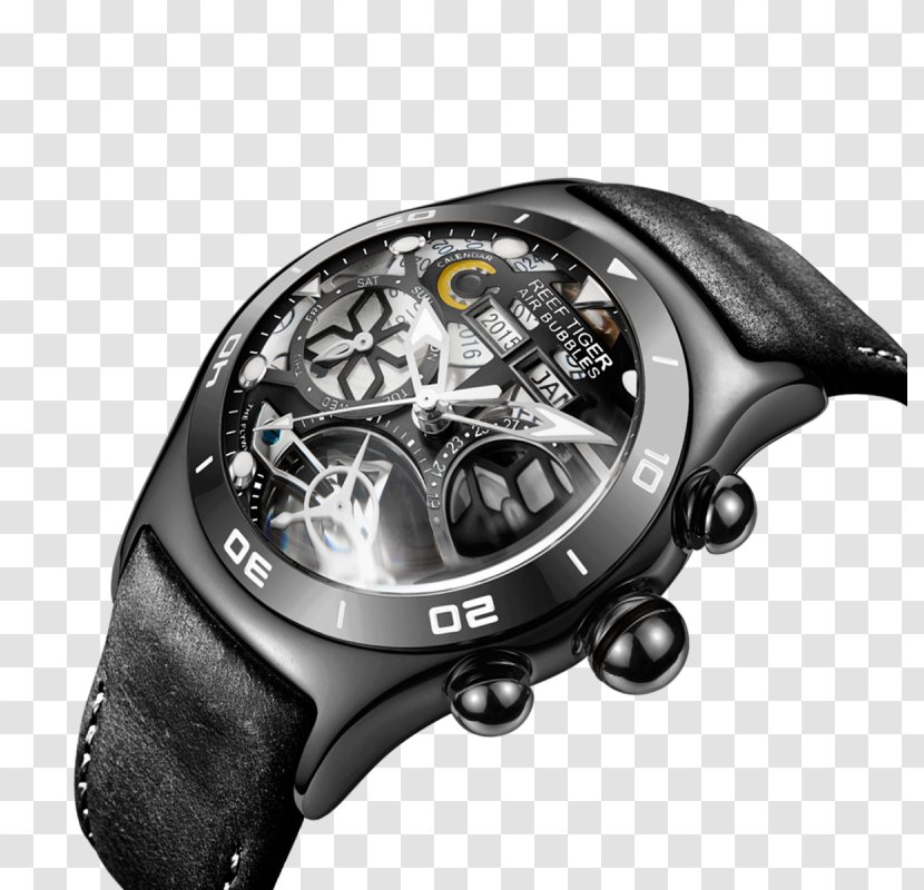 Skeleton Watch Tourbillon Chronograph Clock - Hardware - Air Bubble Transparent PNG