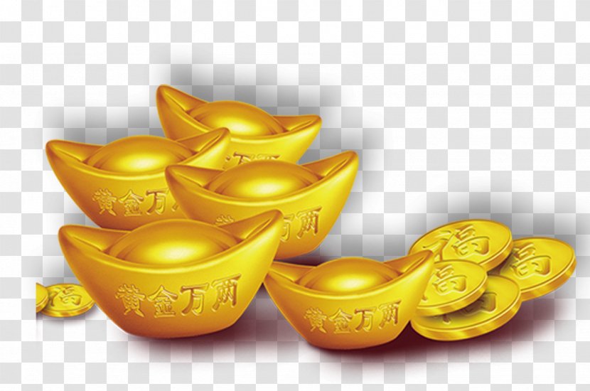 Tangyuan Ingot Gold Bar Chinese New Year - China Wind Huang Jin Jinding Transparent PNG