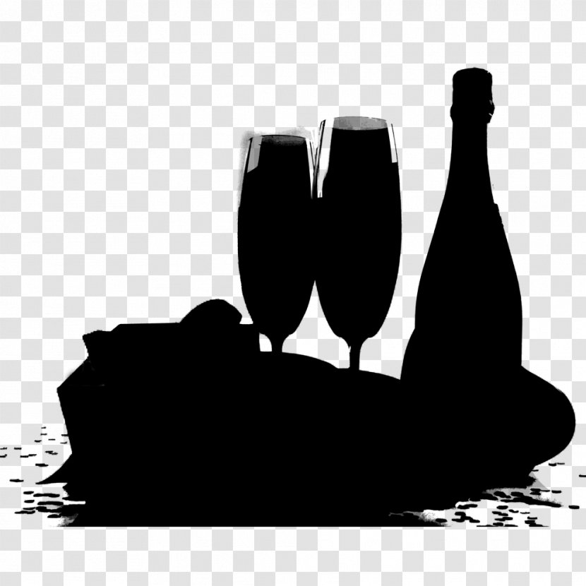 Champagne Glass Bottle Red Wine - Blackandwhite - Still Life Photography Transparent PNG
