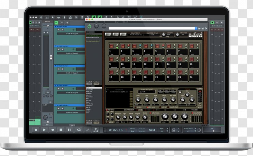 Audio Mixers N-Track Studio Sound Digital Computer Software - Watercolor - Drum Transparent PNG