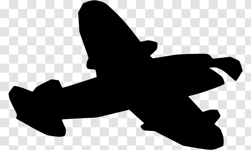 Silhouette Airplane Black And White Clip Art - Monochrome Transparent PNG