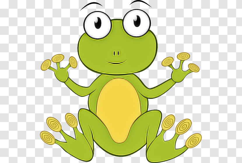 Green Cartoon Frog Yellow True Frog Transparent PNG