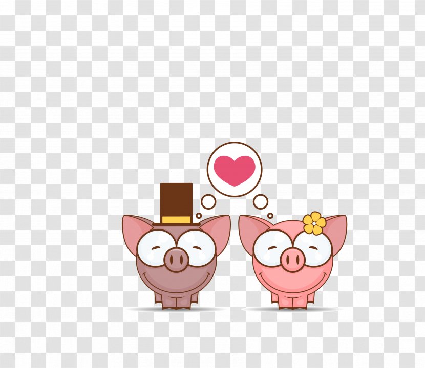 Cartoon - Royaltyfree - Vector Pink Cute Little Pig Love Transparent PNG