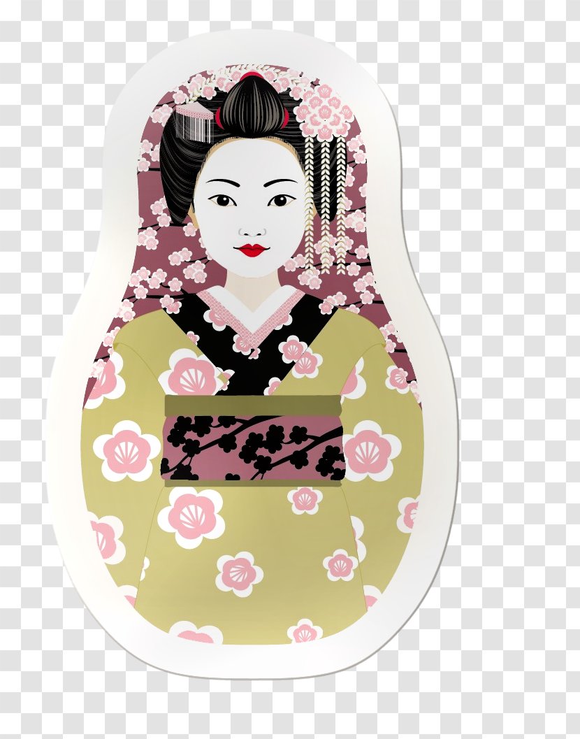 Matryoshka Doll Geisha Drawing Postcard - Snow Globe - Japanese Paper Clip Transparent PNG