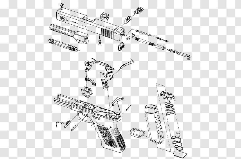 GLOCK 19 Exploded-view Drawing 克拉克42 Firearm - Glock 30 - 17 Transparent PNG
