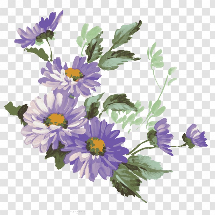 Chrysanthemum Purple Ink Wash Painting Flower - Violet - Decoration Transparent PNG