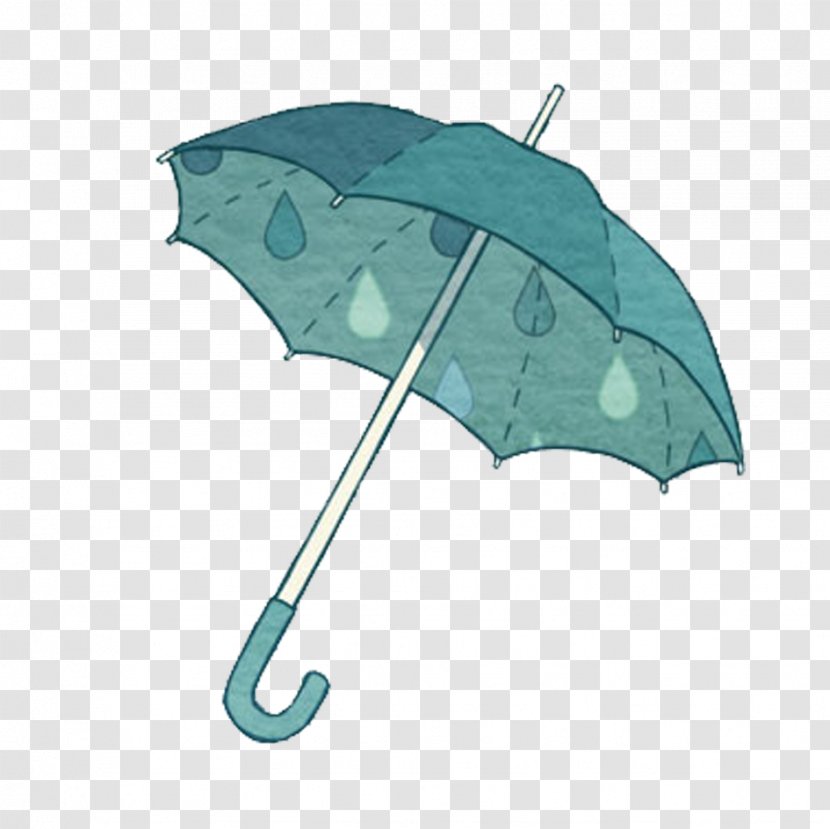Umbrella Cartoon Clip Art - Aqua - Dark Green Hand Painted Decorative Pattern Transparent PNG