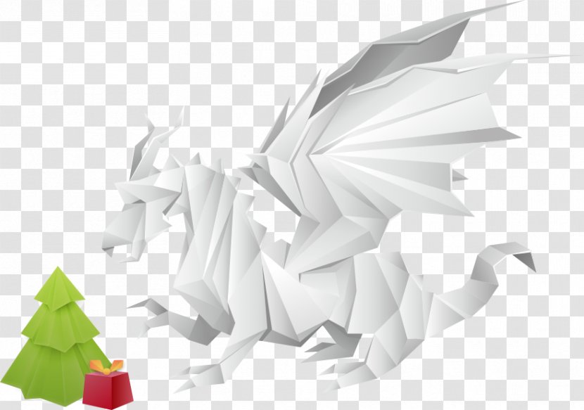 Paper Modular Origami Dragon - Art - Vector Dinosaur Transparent PNG