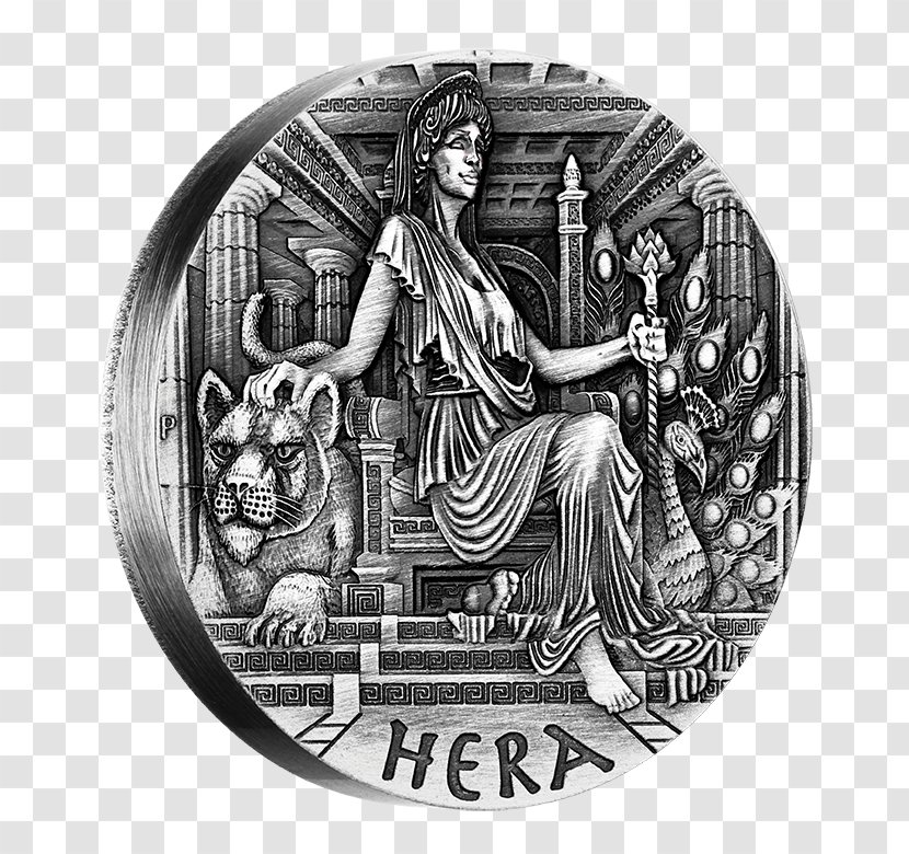 Hera Mount Olympus Silver Goddess Coin - Monochrome Transparent PNG