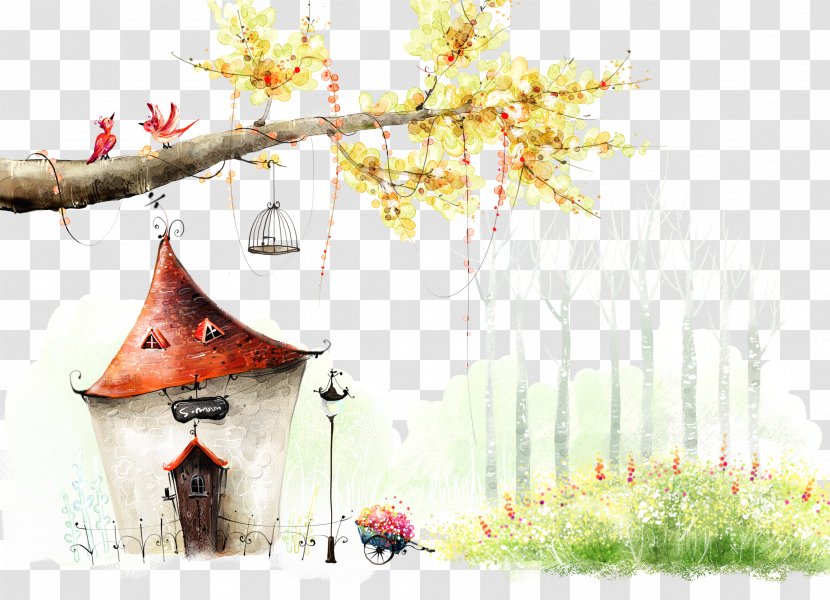 Fairy Tale House High-definition Television Wallpaper - Branch - Forest Cottage Transparent PNG