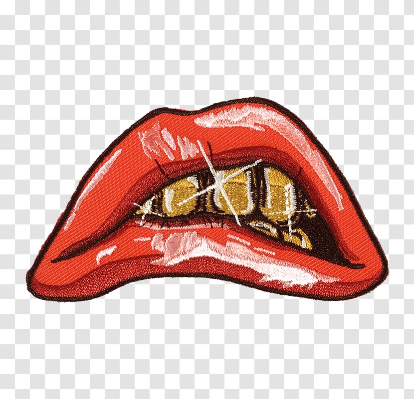 Tooth Mouth Iron-on Lip Embroidered Patch - Textile Transparent PNG