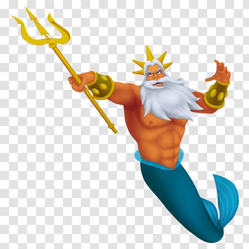 King Triton Ariel Trident Mermaid - Fictional Character Transparent PNG