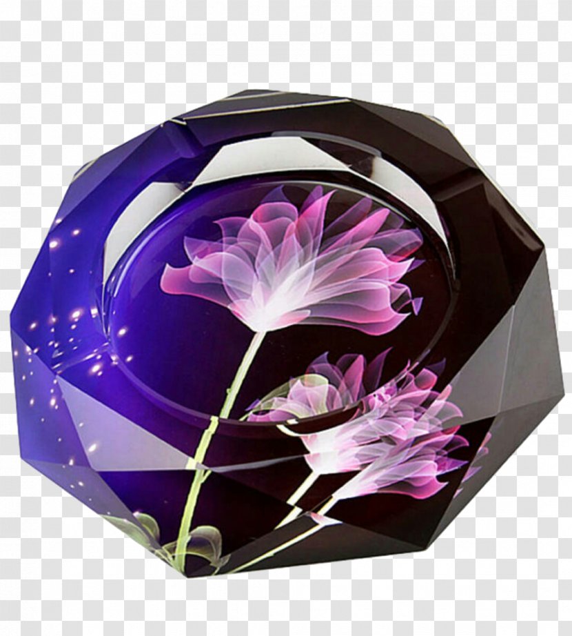 Amazon.com Ashtray Cigarette Glass Tobacco - Flower - Lotus Crystal Irregular Transparent PNG
