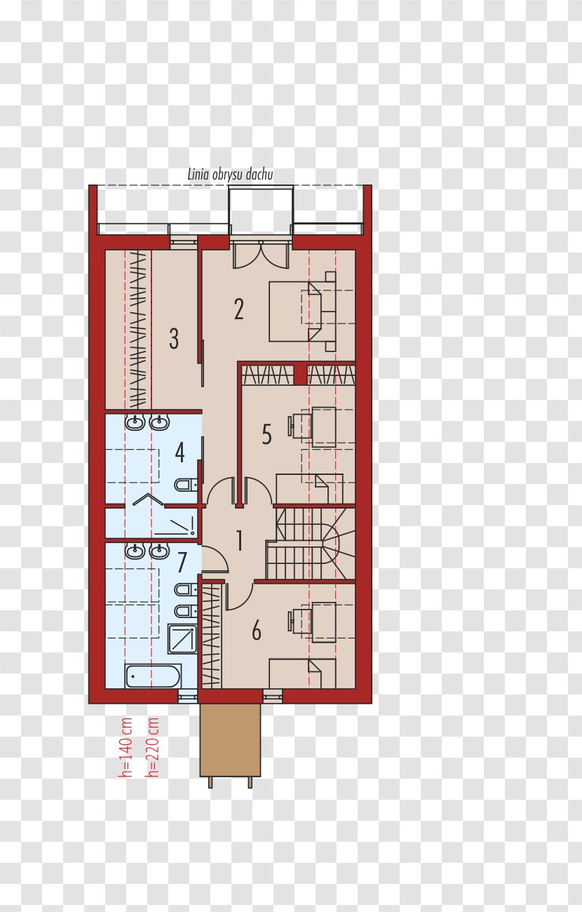 Attic Floor Plan House Building Gable Roof - Project - Plots Transparent PNG