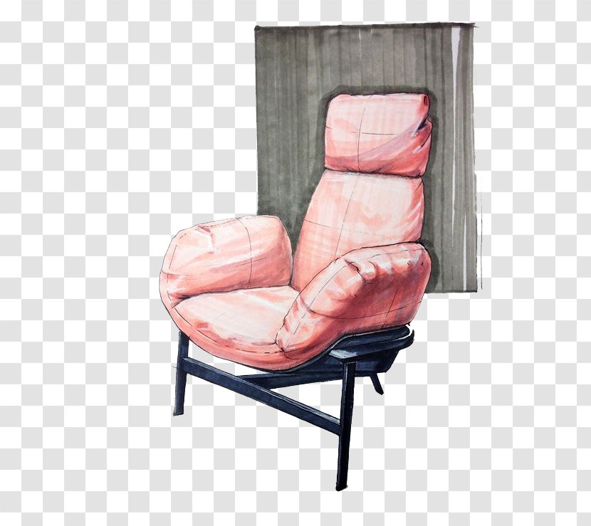 Eames Lounge Chair Industrial Design Drawing Interior Services Sketch - Architecture - Hand-painted Decorative Pink Sofa Transparent PNG