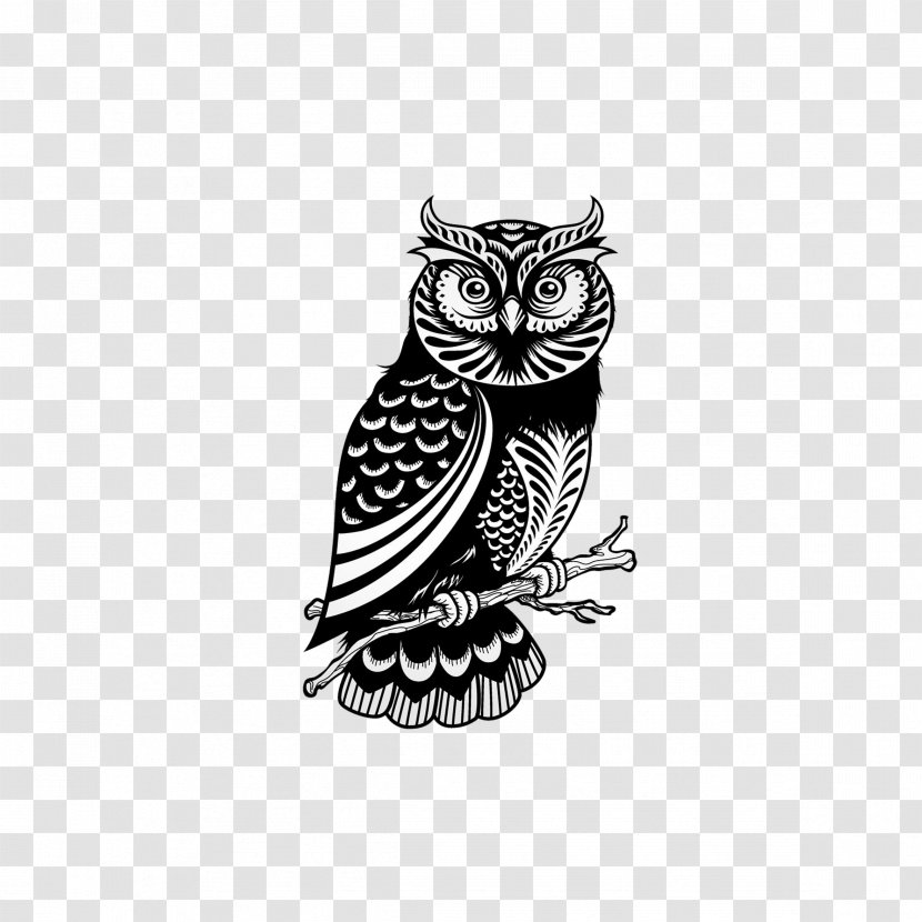 Owl Drawing Royalty-free Illustration - Black And White Transparent PNG