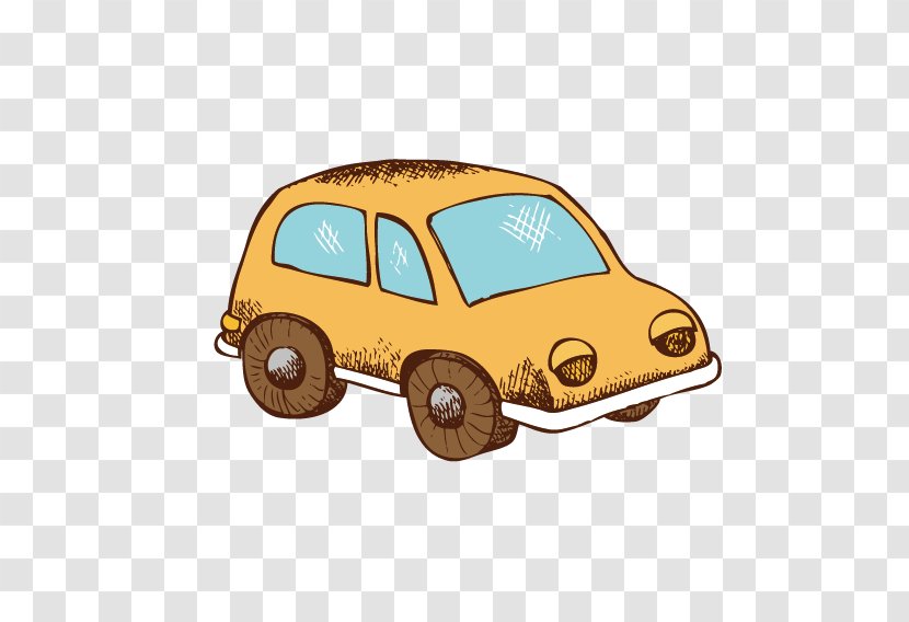 Cartoon - Designer - Painted Yellow Car Transparent PNG